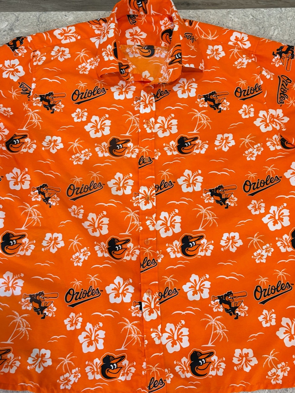 Baltimore Orioles Orange Hawaiian SGA Button-Up Shirt-XL